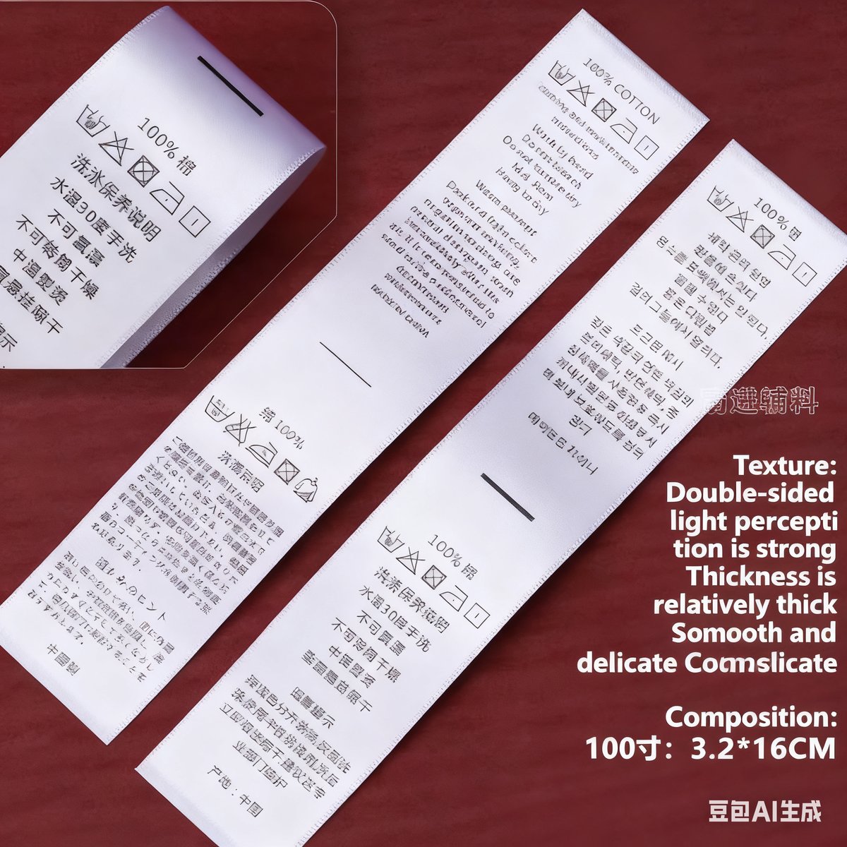 Custom care label with washing instructions