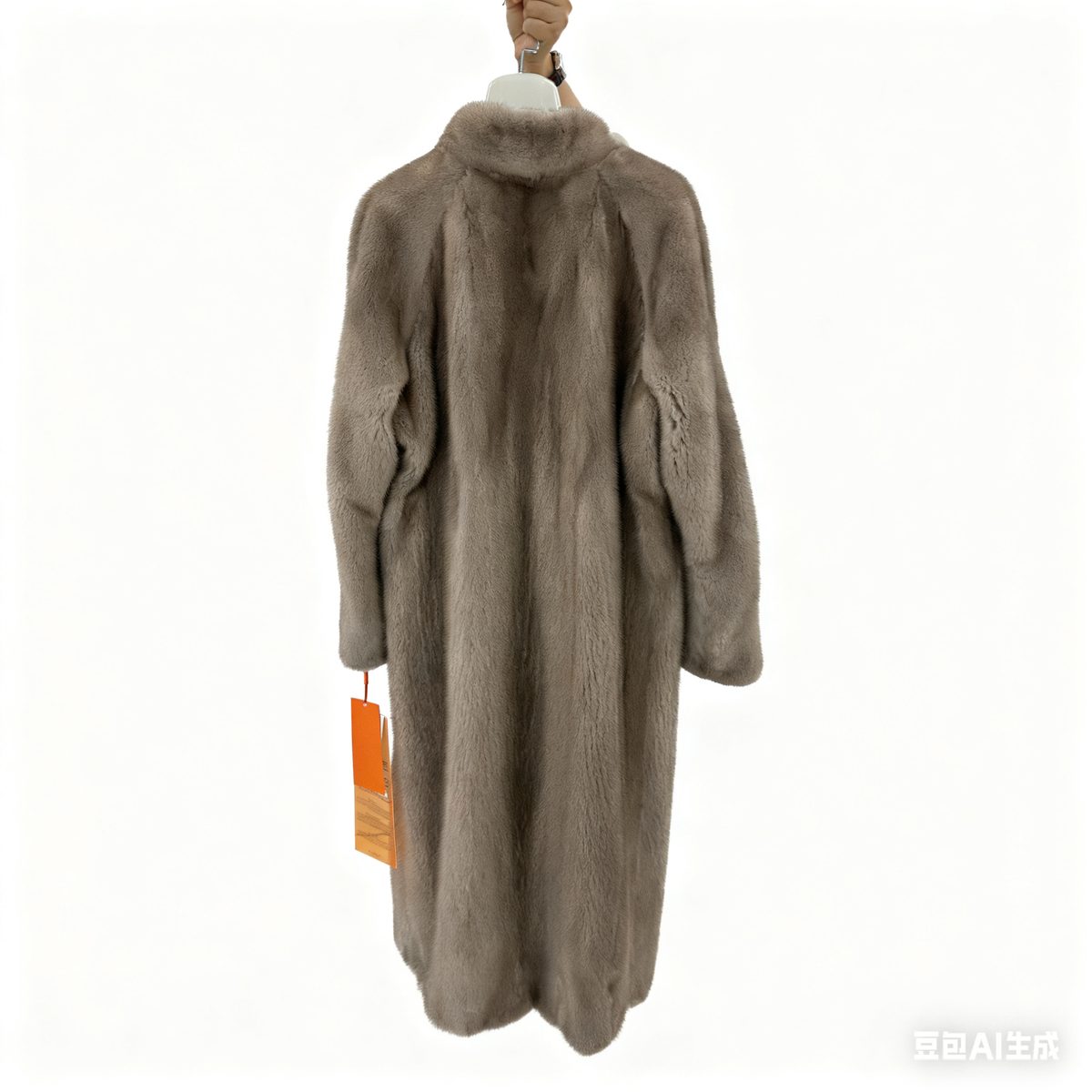 Full-length silverblue mink fur coat
